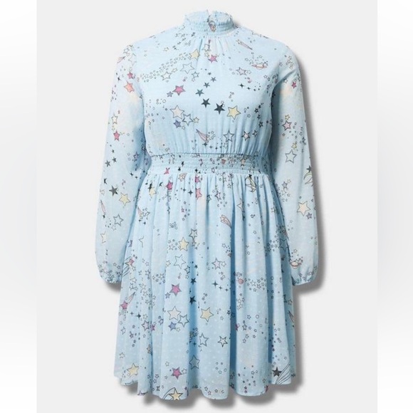 963. Large -TORRID Mini Clipdot Mock Neck Chiffon Skater Dress NEW $86 msrp - Picture 5 of 5